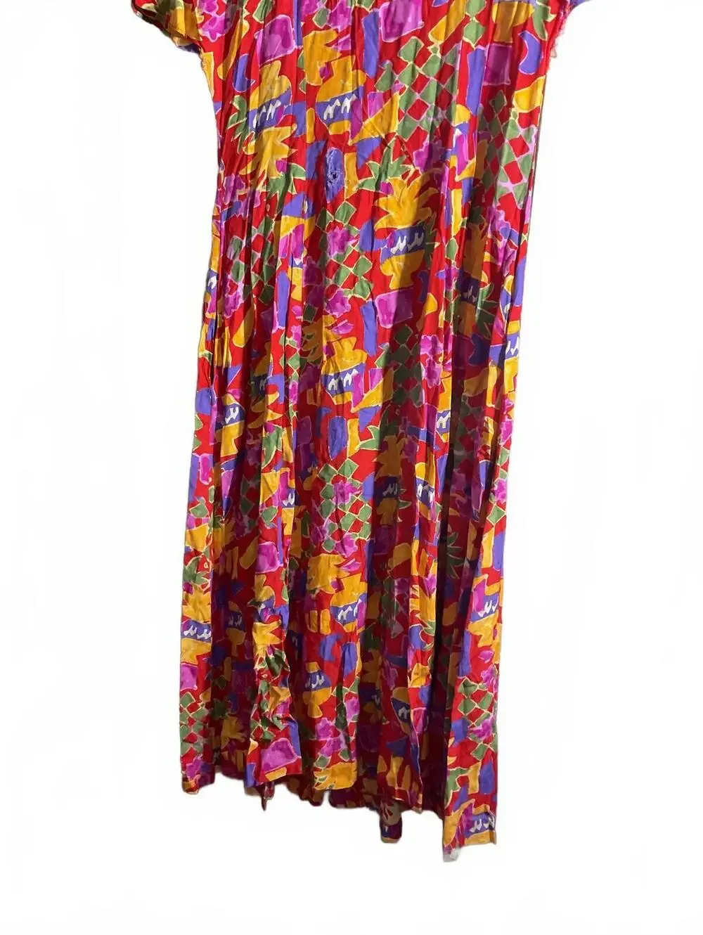 Vintage Lanz Originals Colorful Floral Button-Front Midi Dress Sz. 16